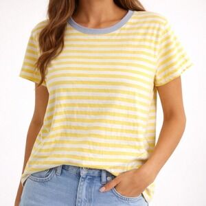 Free Assembly Women's Yellow White Striped T Shirt – Organic Cotton Size M